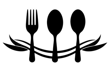Vector art of silhouette of spoon and fork set 