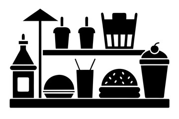 Vector illusion of black and white icons set