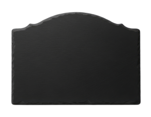 Slate cutting board with curved edges on white background, transparent background, cutout PNG