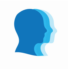 Overlapping Human Head Silhouettes in Blue