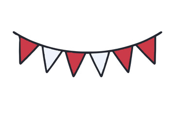 Red and White Bunting Decoration Vector Illustration for Indonesian Independence Day Isolated on White Background