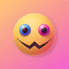 Fototapeta premium Colorful gradient emoji with wavy mouth and wink on light background