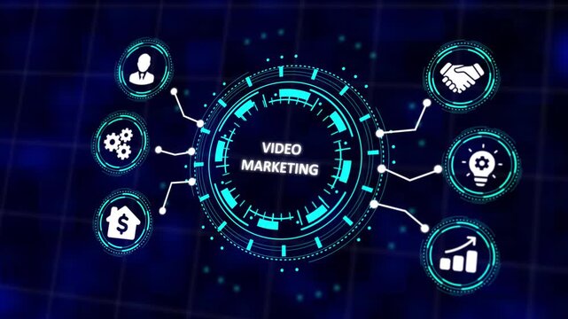 Video Marketing, Advertising Strategy, Business and Technology Concept, Internet Network Display