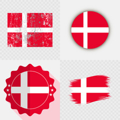 Denmark National Flag Icon Collection.