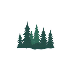 Fototapeta premium A cluster of dark green evergreen pine trees forming a forest silhouette isolated on white background