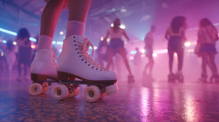 Retro Neon Roller Skater Disco