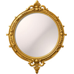 Antique-style gold ornamental mirror in crescent shape
