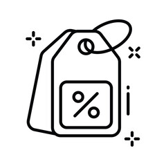 A premium linear icon showing a discount tag coupon