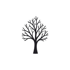 Obraz premium Stylized silhouette of a bare tree with intricate branching patterns isolated on white background