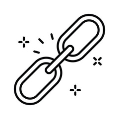 Well designed outline icon showing a network link line