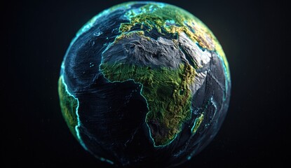 Earth, Night, Space, Rotating Globe, Topographic, Digital, Environmental, Background, Planet, Science