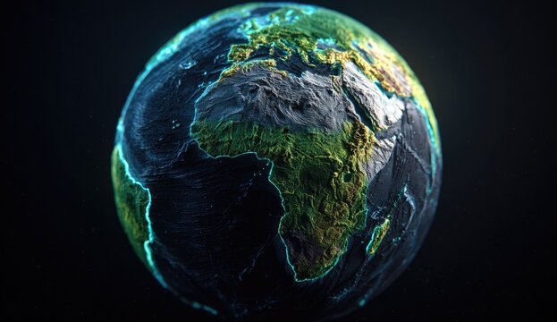 Earth, Night, Space, Rotating Globe, Topographic, Digital,  Environmental, Background, Planet,  Science