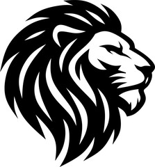 Majestic lion head profile vector logo illustration. A symbol of power, strength, and courage for a brand mascot or emblem.