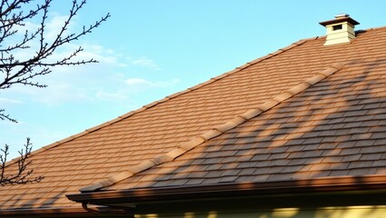 Fototapeta premium Close-up view of a terracotta-colored roof.
