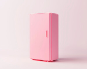 Vibrant pink refrigerator stands against soft pink background, showcasing playful and modern design. This stylish appliance adds pop of color to any kitchen or space, evoking sense of fun
