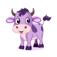Fototapeta premium A purple cartoon cow smiling