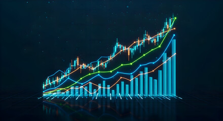 Rising Market Trend on Dark Background