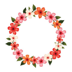 frame of hibiscus flowers watercolor