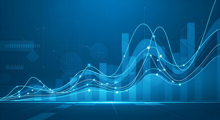 Abstract Stock Market Chart on Blue Background