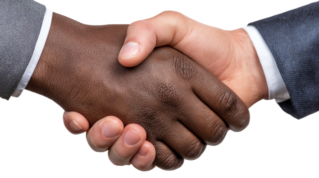 Two hands shaking, symbolizing agreement and partnership.