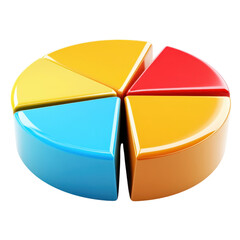 A colorful 3d pie chart showing data analysis and business statistics and growth