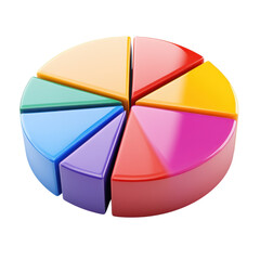 A colorful 3d pie chart representing data, segments and business concepts
