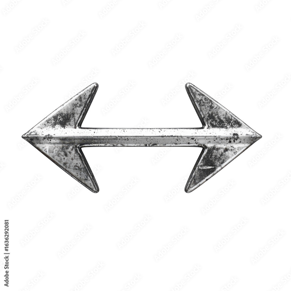 Poster a metallic arrow pointing left and right, representing direction and choices