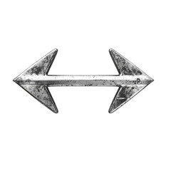 A metallic arrow pointing left and right, representing direction and choices
