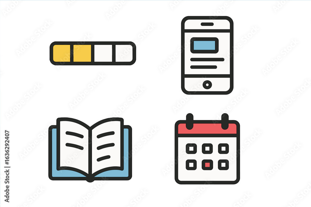 Poster various digital and print tools for learning and organization in a modern study environment