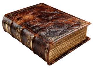 antique book with leather cover isolated on transparent background