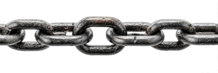 Metal chain links connected closely, emphasizing strength and durability in industrial settings