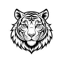 tiger head line art vector