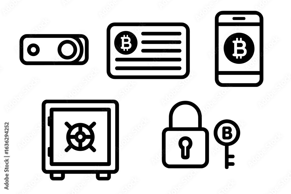 Poster modern methods for securing cryptocurrency assets through digital wallets and physical safes