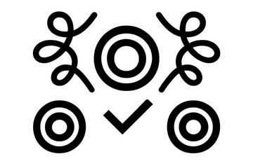 Abstract geometric design featuring circular patterns and swirls on a white background