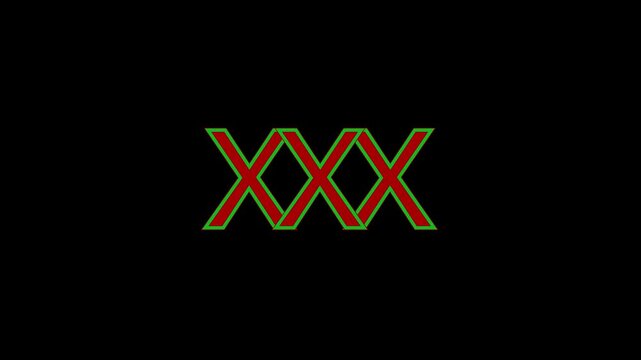 3x word text computer using red and green color animation with black background.
