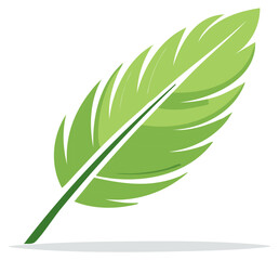 Fototapeta premium Green leaf illustration. Stylized vector graphic of a feather or palm leaf.