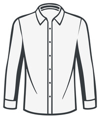 Classic men's long sleeve dress shirt illustration. Formal business clothing vector icon.