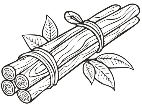 black and white cinnamon sticks with leaves clip art preview