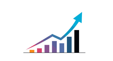 Visualizing financial growth and market performance with bar charts and line graphs showing upward trends