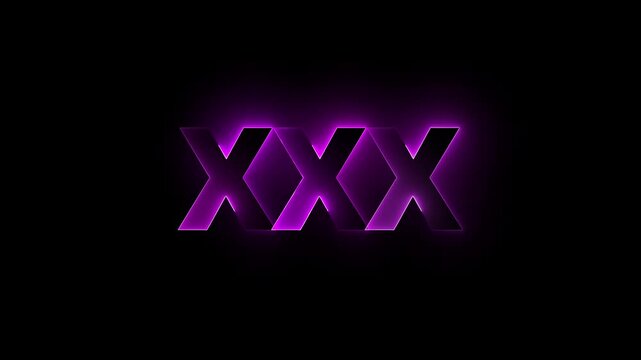 Glowing Neon 3x word text pink color saber animation with black background. HD video.