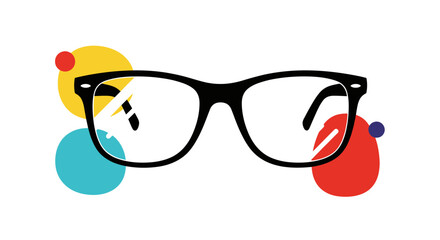 Modern spectacles design with abstract colorful bubbles illustrating visionary concepts