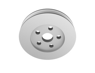 High-resolution 3D rendered gray metallic pulley with five bolt holes and a central axle bore, perfect for mechanical designs or industrial projects, isolated on a PNG Transparent HD Background.