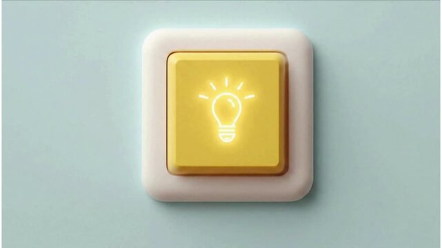 Finger Pressing Light Bulb Button &ndash; Idea and Innovation Concept