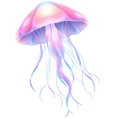 Beautiful Glowing Jellyfish Illustration Vibrant Marine Life on a Transparent Background