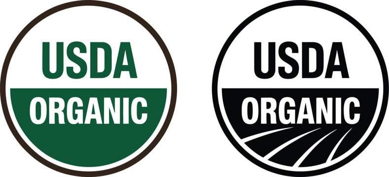 USDA Organic Certification Logos &ndash; Green and Black Circular Badges for Food Packaging