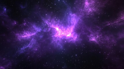 Fototapeta premium Vibrant purple nebula and stars in deep cosmic space