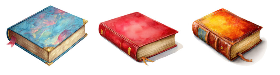 Set of books watercolor clipart