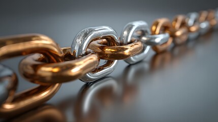 Fototapeta premium Close-up view of interlocking metallic links.