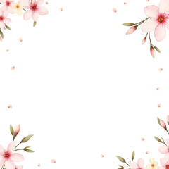 pink flower frame watercolor 