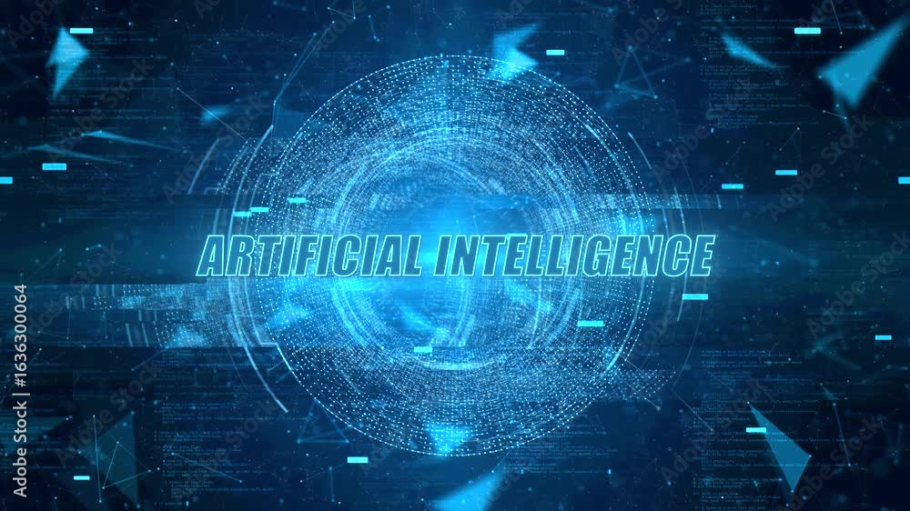 Aufkleber cybernetic ai eye with futuristic hud and digital data streams